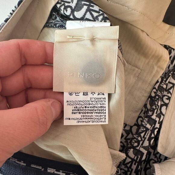 Pinko Bello 130 Div Pantalone Jacquard Monogram Logo Stretch Trouser Size 2 - Picture 8 of 10